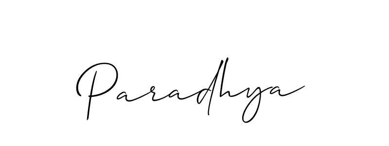 Make a beautiful signature design for name Paradhya. With this signature (Allison_Script) style, you can create a handwritten signature for free. Paradhya signature style 2 images and pictures png