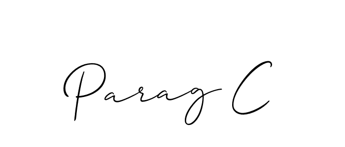Similarly Allison_Script is the best handwritten signature design. Signature creator online .You can use it as an online autograph creator for name Parag C. Parag C signature style 2 images and pictures png