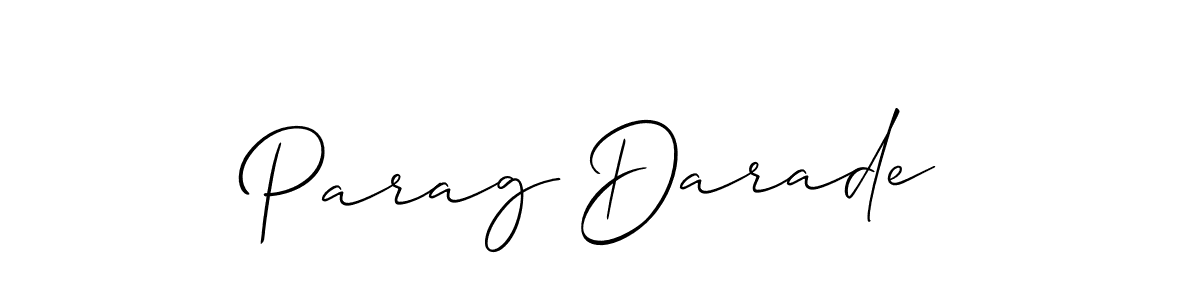 How to make Parag Darade name signature. Use Allison_Script style for creating short signs online. This is the latest handwritten sign. Parag Darade signature style 2 images and pictures png