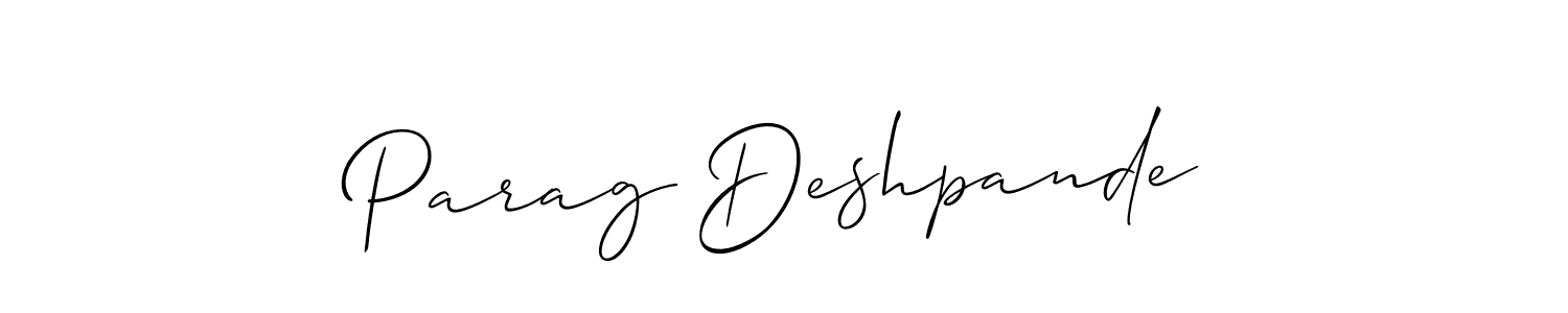 Create a beautiful signature design for name Parag Deshpande. With this signature (Allison_Script) fonts, you can make a handwritten signature for free. Parag Deshpande signature style 2 images and pictures png