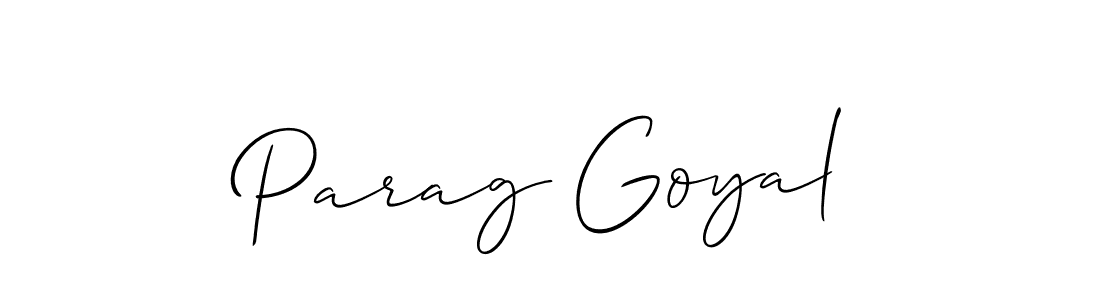 if you are searching for the best signature style for your name Parag Goyal. so please give up your signature search. here we have designed multiple signature styles  using Allison_Script. Parag Goyal signature style 2 images and pictures png