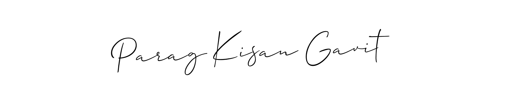 Allison_Script is a professional signature style that is perfect for those who want to add a touch of class to their signature. It is also a great choice for those who want to make their signature more unique. Get Parag Kisan Gavit name to fancy signature for free. Parag Kisan Gavit signature style 2 images and pictures png