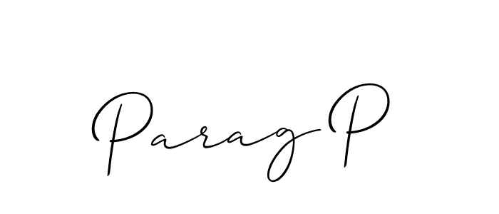Similarly Allison_Script is the best handwritten signature design. Signature creator online .You can use it as an online autograph creator for name Parag P. Parag P signature style 2 images and pictures png