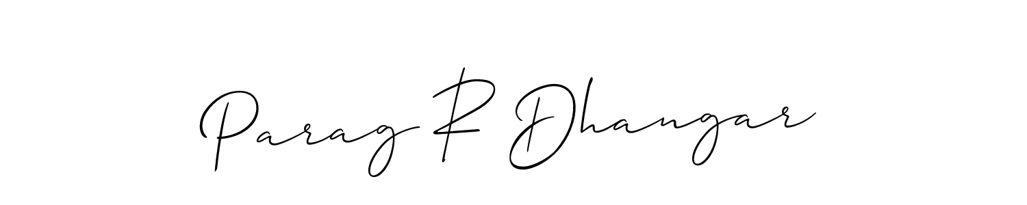 Design your own signature with our free online signature maker. With this signature software, you can create a handwritten (Allison_Script) signature for name Parag R Dhangar. Parag R Dhangar signature style 2 images and pictures png