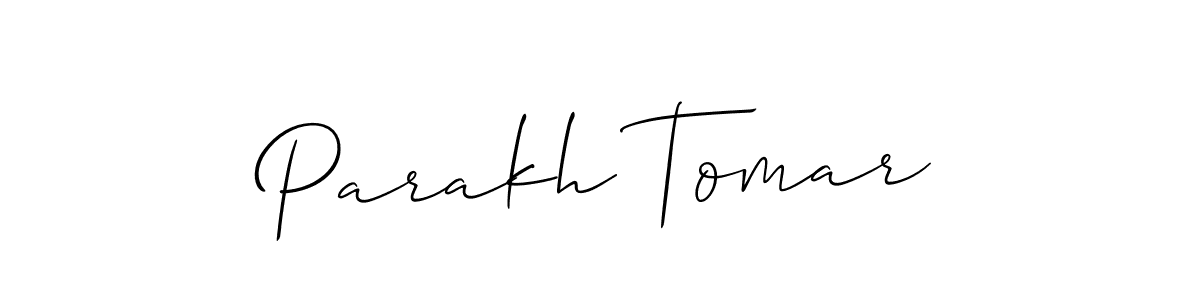 Similarly Allison_Script is the best handwritten signature design. Signature creator online .You can use it as an online autograph creator for name Parakh Tomar. Parakh Tomar signature style 2 images and pictures png