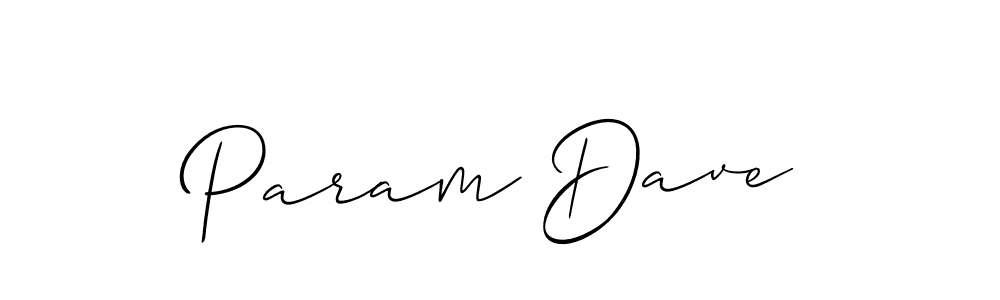 Use a signature maker to create a handwritten signature online. With this signature software, you can design (Allison_Script) your own signature for name Param Dave. Param Dave signature style 2 images and pictures png