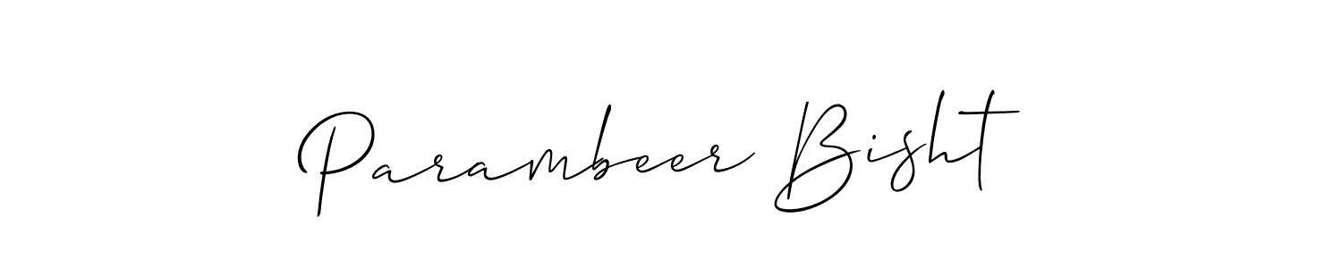 Allison_Script is a professional signature style that is perfect for those who want to add a touch of class to their signature. It is also a great choice for those who want to make their signature more unique. Get Parambeer Bisht name to fancy signature for free. Parambeer Bisht signature style 2 images and pictures png