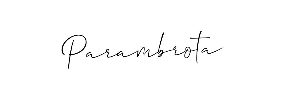 Parambrota stylish signature style. Best Handwritten Sign (Allison_Script) for my name. Handwritten Signature Collection Ideas for my name Parambrota. Parambrota signature style 2 images and pictures png