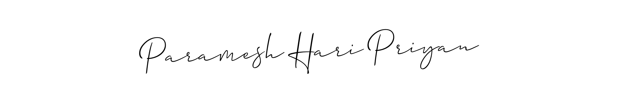 Allison_Script is a professional signature style that is perfect for those who want to add a touch of class to their signature. It is also a great choice for those who want to make their signature more unique. Get Paramesh Hari Priyan name to fancy signature for free. Paramesh Hari Priyan signature style 2 images and pictures png