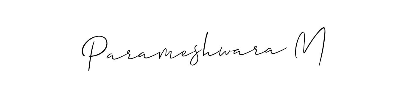 Use a signature maker to create a handwritten signature online. With this signature software, you can design (Allison_Script) your own signature for name Parameshwara M. Parameshwara M signature style 2 images and pictures png