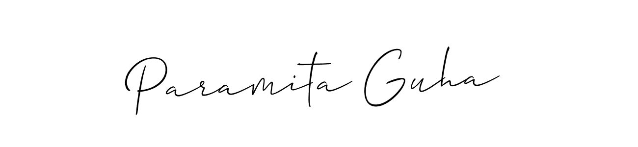 It looks lik you need a new signature style for name Paramita Guha. Design unique handwritten (Allison_Script) signature with our free signature maker in just a few clicks. Paramita Guha signature style 2 images and pictures png