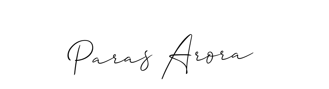 Use a signature maker to create a handwritten signature online. With this signature software, you can design (Allison_Script) your own signature for name Paras Arora. Paras Arora signature style 2 images and pictures png