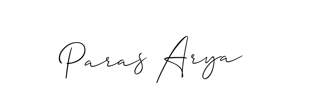 Make a beautiful signature design for name Paras Arya. With this signature (Allison_Script) style, you can create a handwritten signature for free. Paras Arya signature style 2 images and pictures png