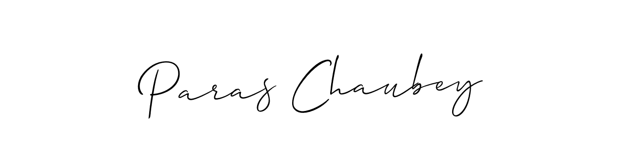 The best way (Allison_Script) to make a short signature is to pick only two or three words in your name. The name Paras Chaubey include a total of six letters. For converting this name. Paras Chaubey signature style 2 images and pictures png
