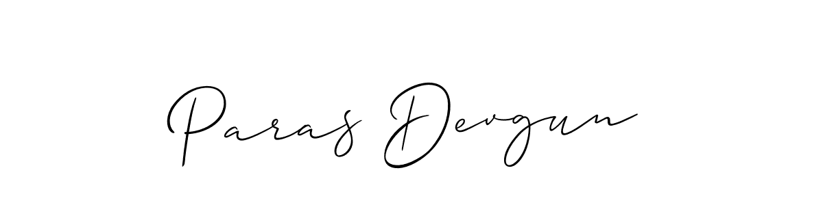 Also we have Paras Devgun name is the best signature style. Create professional handwritten signature collection using Allison_Script autograph style. Paras Devgun signature style 2 images and pictures png