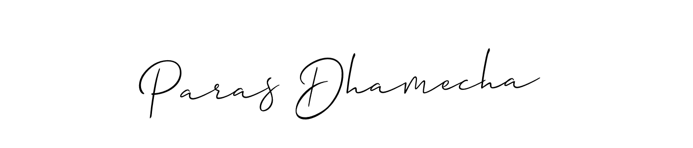 Use a signature maker to create a handwritten signature online. With this signature software, you can design (Allison_Script) your own signature for name Paras Dhamecha. Paras Dhamecha signature style 2 images and pictures png