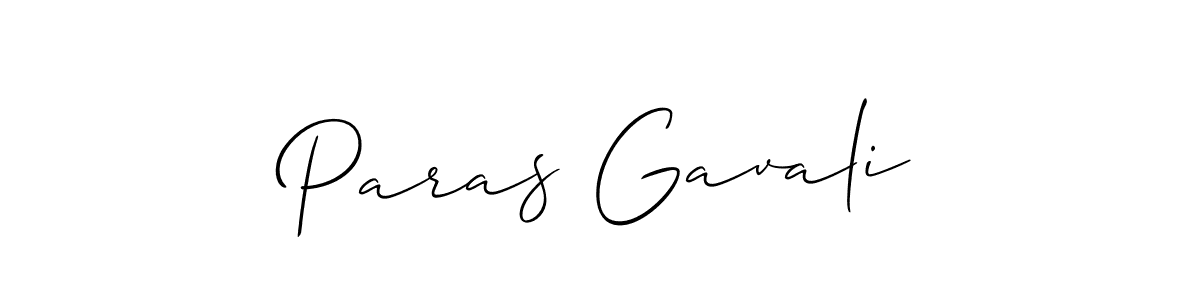 How to make Paras Gavali name signature. Use Allison_Script style for creating short signs online. This is the latest handwritten sign. Paras Gavali signature style 2 images and pictures png