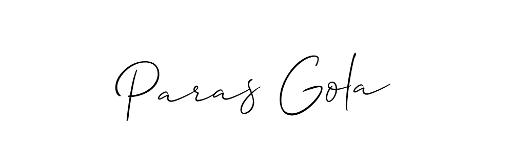 How to Draw Paras Gola signature style? Allison_Script is a latest design signature styles for name Paras Gola. Paras Gola signature style 2 images and pictures png