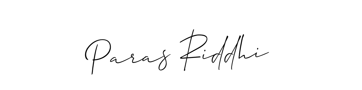 Use a signature maker to create a handwritten signature online. With this signature software, you can design (Allison_Script) your own signature for name Paras Riddhi. Paras Riddhi signature style 2 images and pictures png