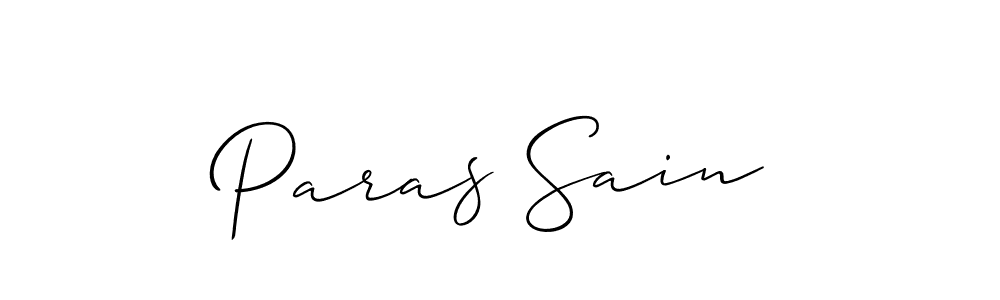 Use a signature maker to create a handwritten signature online. With this signature software, you can design (Allison_Script) your own signature for name Paras Sain. Paras Sain signature style 2 images and pictures png