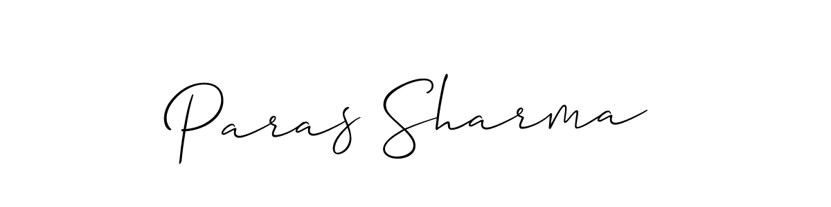 Make a beautiful signature design for name Paras Sharma. With this signature (Allison_Script) style, you can create a handwritten signature for free. Paras Sharma signature style 2 images and pictures png