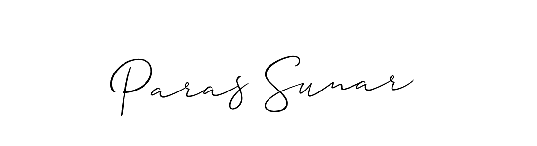 Create a beautiful signature design for name Paras Sunar. With this signature (Allison_Script) fonts, you can make a handwritten signature for free. Paras Sunar signature style 2 images and pictures png
