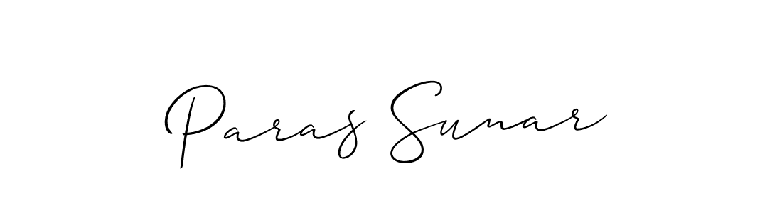 Create a beautiful signature design for name Paras Sunar. With this signature (Allison_Script) fonts, you can make a handwritten signature for free. Paras Sunar signature style 2 images and pictures png