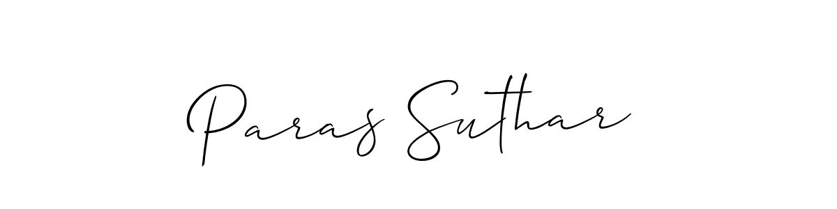 It looks lik you need a new signature style for name Paras Suthar. Design unique handwritten (Allison_Script) signature with our free signature maker in just a few clicks. Paras Suthar signature style 2 images and pictures png