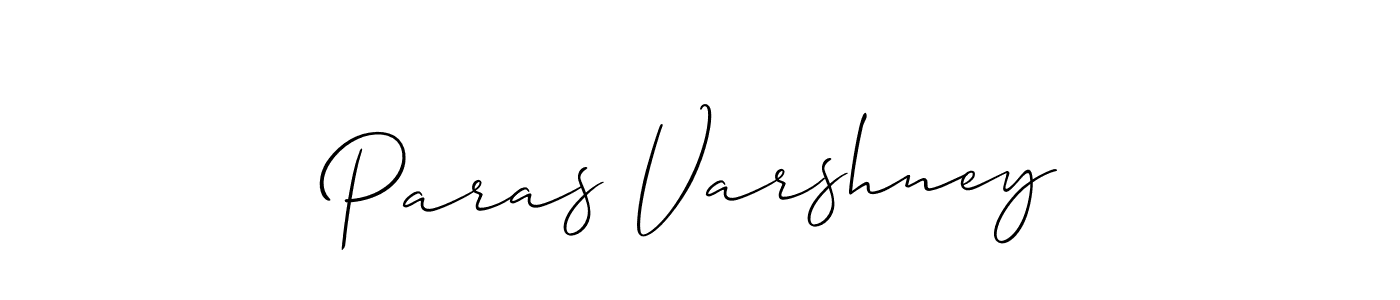Use a signature maker to create a handwritten signature online. With this signature software, you can design (Allison_Script) your own signature for name Paras Varshney. Paras Varshney signature style 2 images and pictures png