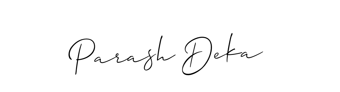 How to make Parash Deka signature? Allison_Script is a professional autograph style. Create handwritten signature for Parash Deka name. Parash Deka signature style 2 images and pictures png