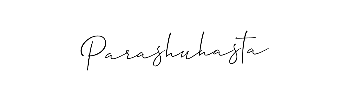 Allison_Script is a professional signature style that is perfect for those who want to add a touch of class to their signature. It is also a great choice for those who want to make their signature more unique. Get Parashuhasta name to fancy signature for free. Parashuhasta signature style 2 images and pictures png