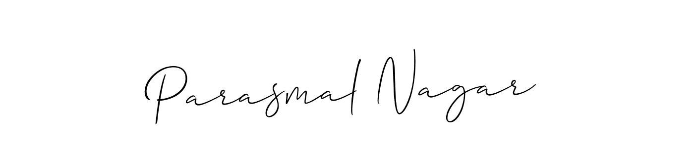 Similarly Allison_Script is the best handwritten signature design. Signature creator online .You can use it as an online autograph creator for name Parasmal Nagar. Parasmal Nagar signature style 2 images and pictures png