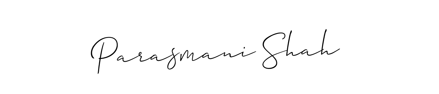 Use a signature maker to create a handwritten signature online. With this signature software, you can design (Allison_Script) your own signature for name Parasmani Shah. Parasmani Shah signature style 2 images and pictures png