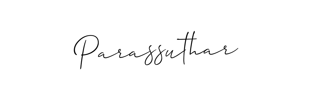 Use a signature maker to create a handwritten signature online. With this signature software, you can design (Allison_Script) your own signature for name Parassuthar. Parassuthar signature style 2 images and pictures png