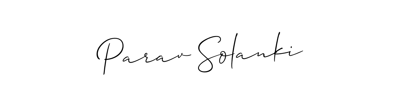 Use a signature maker to create a handwritten signature online. With this signature software, you can design (Allison_Script) your own signature for name Parav Solanki. Parav Solanki signature style 2 images and pictures png