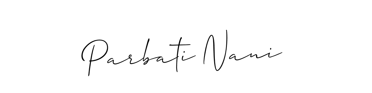 It looks lik you need a new signature style for name Parbati Nani. Design unique handwritten (Allison_Script) signature with our free signature maker in just a few clicks. Parbati Nani signature style 2 images and pictures png