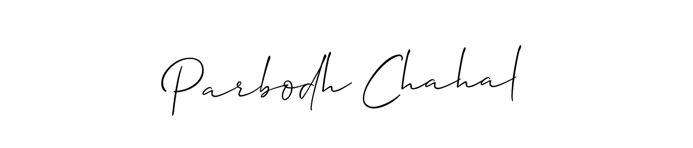 How to make Parbodh Chahal name signature. Use Allison_Script style for creating short signs online. This is the latest handwritten sign. Parbodh Chahal signature style 2 images and pictures png