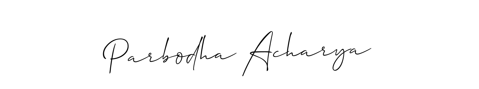 Create a beautiful signature design for name Parbodha Acharya. With this signature (Allison_Script) fonts, you can make a handwritten signature for free. Parbodha Acharya signature style 2 images and pictures png