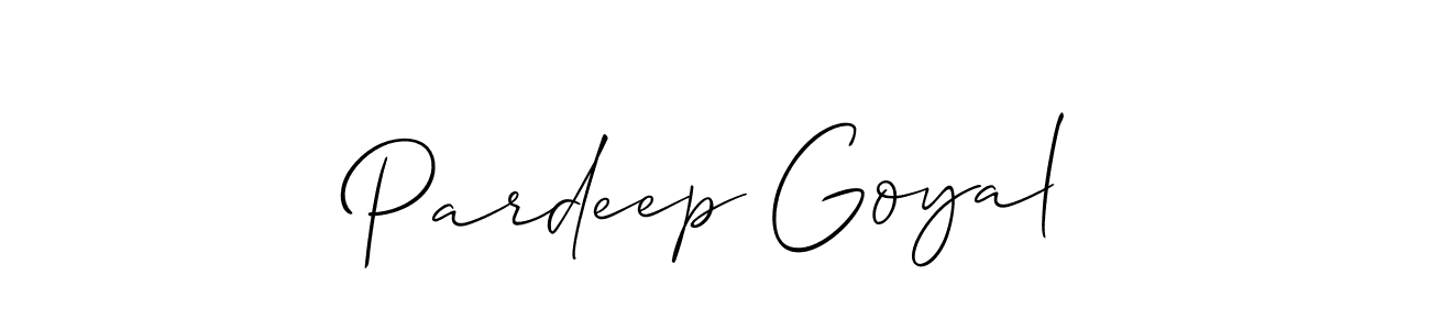 How to make Pardeep Goyal name signature. Use Allison_Script style for creating short signs online. This is the latest handwritten sign. Pardeep Goyal signature style 2 images and pictures png