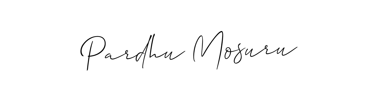 Make a beautiful signature design for name Pardhu Mosuru. With this signature (Allison_Script) style, you can create a handwritten signature for free. Pardhu Mosuru signature style 2 images and pictures png