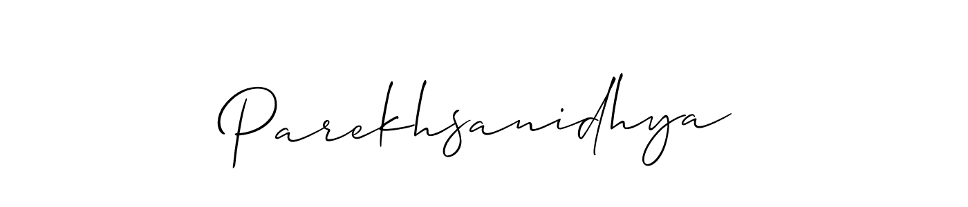 The best way (Allison_Script) to make a short signature is to pick only two or three words in your name. The name Parekhsanidhya include a total of six letters. For converting this name. Parekhsanidhya signature style 2 images and pictures png