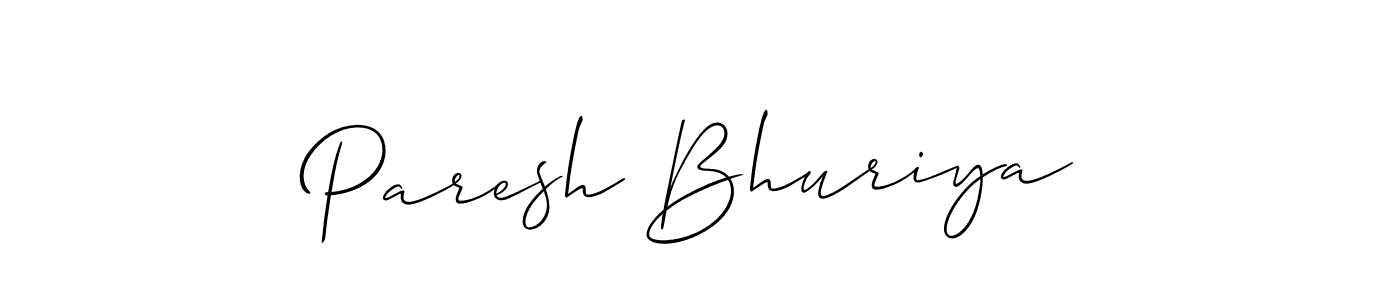 Make a beautiful signature design for name Paresh Bhuriya. With this signature (Allison_Script) style, you can create a handwritten signature for free. Paresh Bhuriya signature style 2 images and pictures png