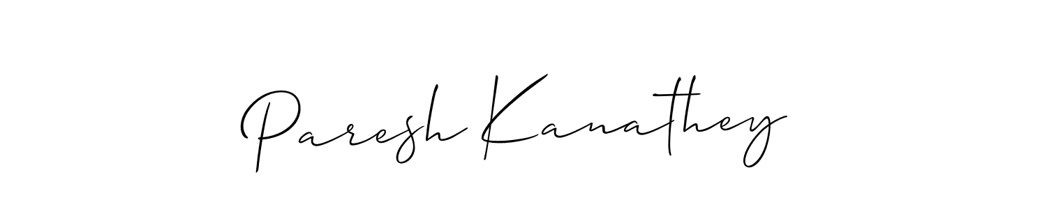 It looks lik you need a new signature style for name Paresh Kanathey. Design unique handwritten (Allison_Script) signature with our free signature maker in just a few clicks. Paresh Kanathey signature style 2 images and pictures png