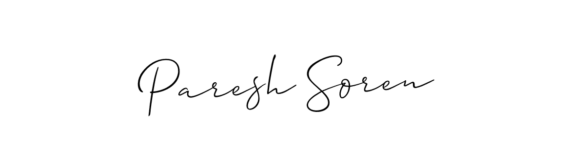 Use a signature maker to create a handwritten signature online. With this signature software, you can design (Allison_Script) your own signature for name Paresh Soren. Paresh Soren signature style 2 images and pictures png