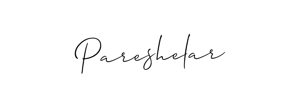 Use a signature maker to create a handwritten signature online. With this signature software, you can design (Allison_Script) your own signature for name Pareshelar. Pareshelar signature style 2 images and pictures png
