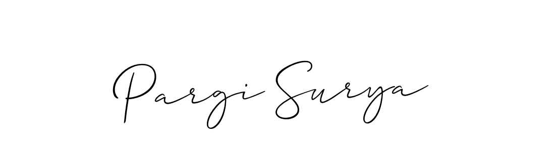 It looks lik you need a new signature style for name Pargi Surya. Design unique handwritten (Allison_Script) signature with our free signature maker in just a few clicks. Pargi Surya signature style 2 images and pictures png