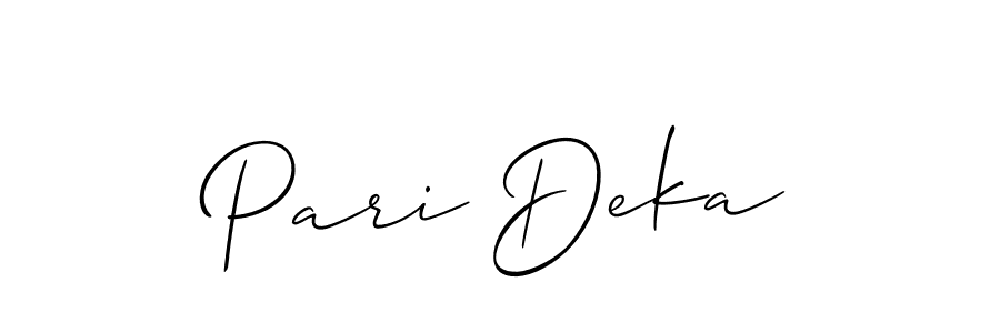 Make a beautiful signature design for name Pari Deka. With this signature (Allison_Script) style, you can create a handwritten signature for free. Pari Deka signature style 2 images and pictures png