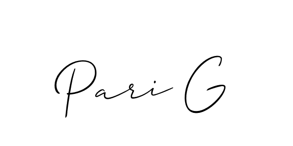 Also You can easily find your signature by using the search form. We will create Pari G name handwritten signature images for you free of cost using Allison_Script sign style. Pari G signature style 2 images and pictures png