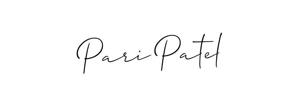 Similarly Allison_Script is the best handwritten signature design. Signature creator online .You can use it as an online autograph creator for name Pari Patel. Pari Patel signature style 2 images and pictures png