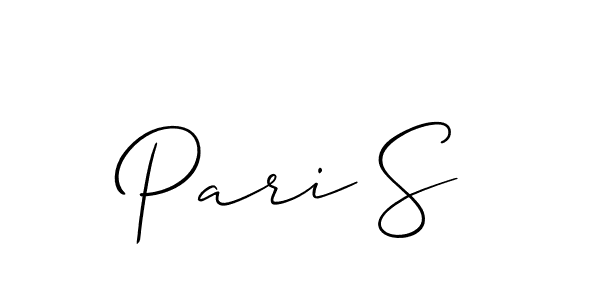 How to make Pari S name signature. Use Allison_Script style for creating short signs online. This is the latest handwritten sign. Pari S signature style 2 images and pictures png